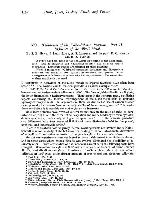 639. Mechanism of the Kolbe–Schmitt reaction. Part II. Influence of the alkali metal