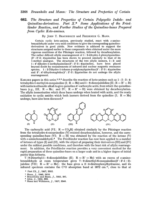 682. The structure and properties of certain polycyclic indolo- and quinolino-derivatives. Part X. Some applications of the Friedländer reaction, and further studies of the quinolino-bases prepared from cyclic keto-amines