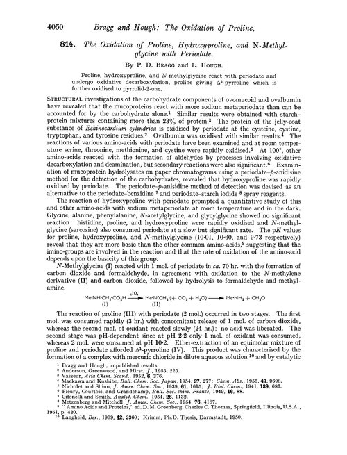 814. The oxidation of proline, hydroxyproline, and, N-methylglycine with periodate