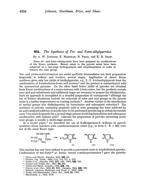 864. The synthesis of tri- and tetra-alkylpyrroles