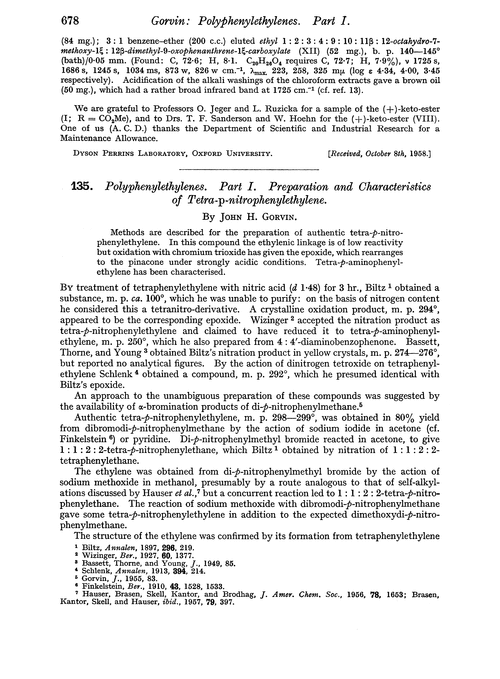 135. Polyphenylethylenes. Part I. Preparation and characteristics of tetra-p-nitrophenylethylene