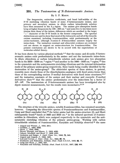 251. The tautomerism of N-heteroaromatic amines