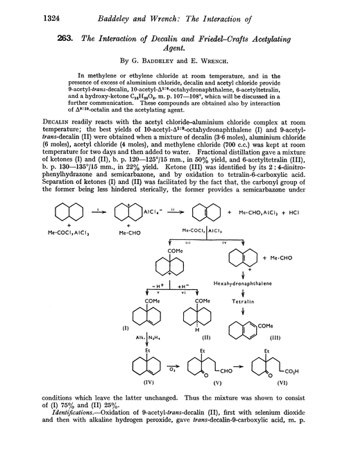263. The interaction of decalin and Friedel-Crafts acetylating agent