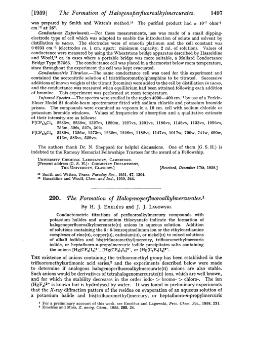 290. The formation of halogenoperfluoroalkylmercurates