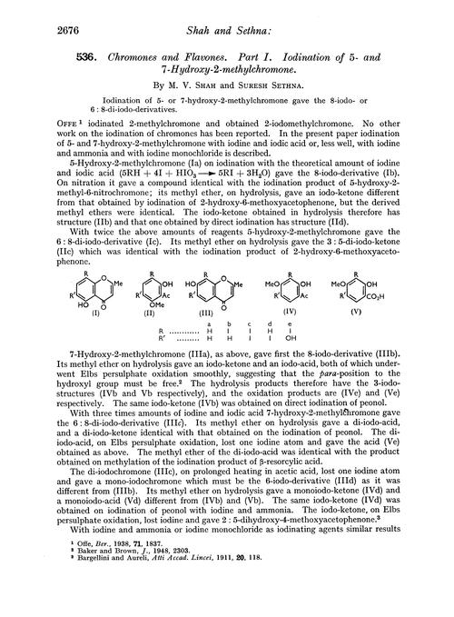 536. Chromones and flavones. Part I. Iodination of 5- and 7-hydroxy-2-methylchromone