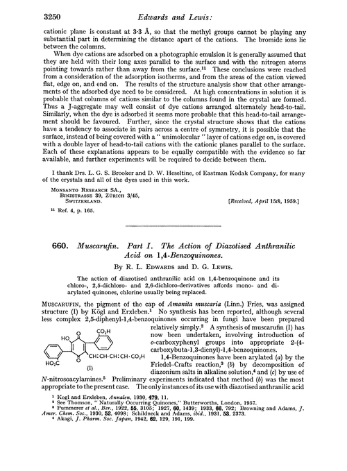 660. Muscarufin. Part I. The action of diazotised anthranilic acid on 1,4-benzoquinones