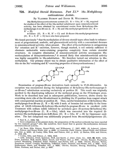 721. Modified steroid hormones. Part XI. 16α-methyldeoxy-corticosterone acetate