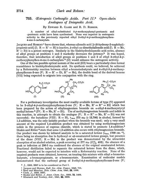 753. Oestrogenic carboxylic acids. Part II. Open-chain analogues of doisynolic acid