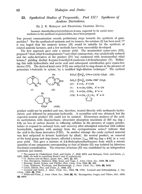 13. Synthetical studies of terpenoids. Part III. Syntheses of azulene derivatives