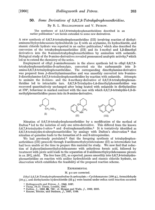 50. Some derivatives of 5,6,7,8-tetrahydrophenanthridine