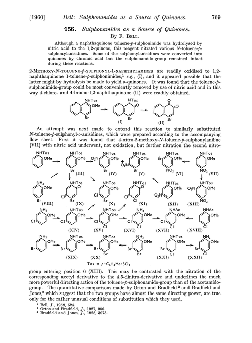 156. Sulphonamides as a source of quinones