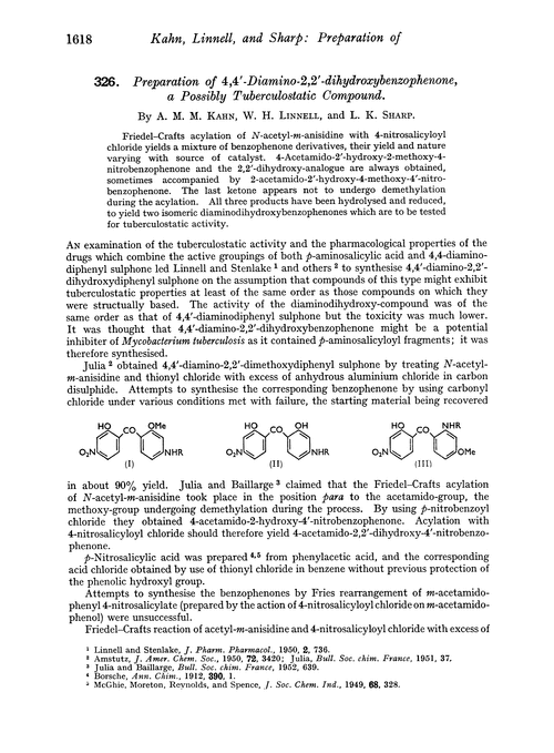326. Preparation of 4,4′-diamino-2,2′-dihydroxybenzophenone, a possibly tuberculostatic compound