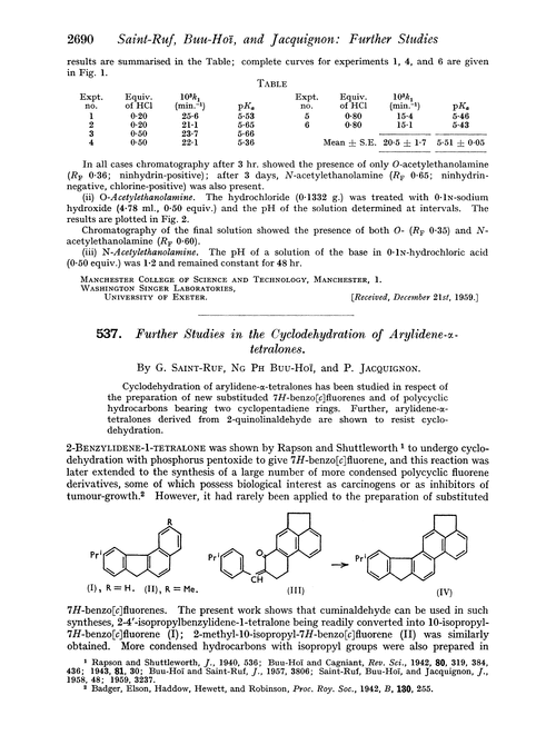 537. Further studies in the cyclodehydration of arylidene-α-tetralones