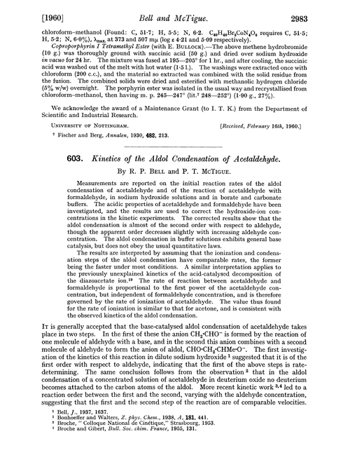 603. Kinetics of the aldol condensation of acetaldehyde