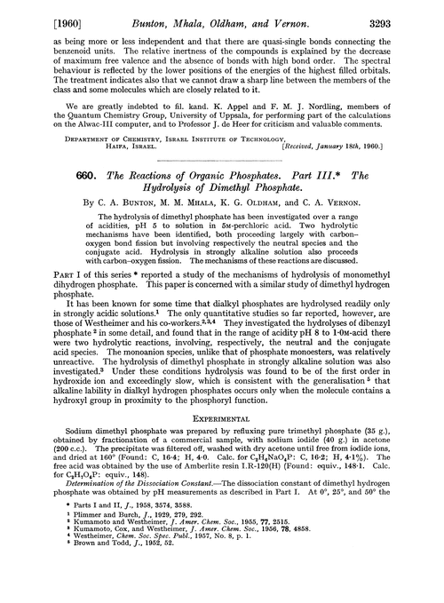 660. The reactions of organic phosphates. Part III. The hydrolysis of dimethyl phosphate