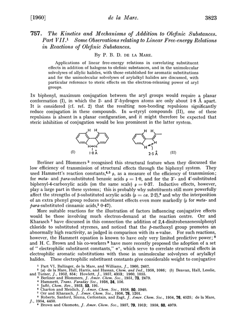 757. The kinetics and mechanisms of addition to olefinic substances. Part VII. Some observations relating to linear free-energy relations in reactions of olefinic substances