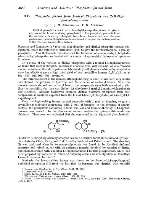 905. Phosphates formed from dialkyl phosphites and 2-methyl-1,4-naphthaquinone