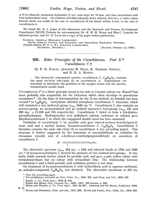 931. Bitter principles of the cucurbitanceae. Part X. Cucurbitacin C