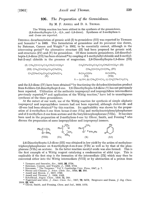 106. The preparation of the geraniolenes