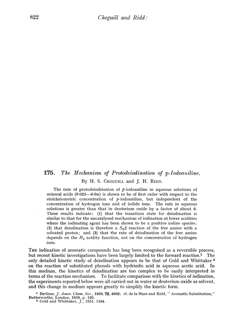 175. The mechanism of protodeiodination of p-iodoaniline