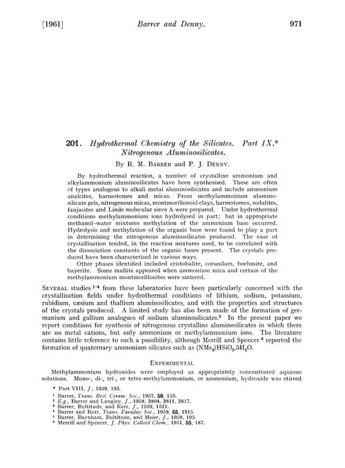 201. Hydrothermal chemistry of the silicates. Part IX. Nitrogenous aluminosilicates