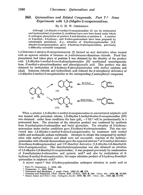 243. Quinoxalines and related compounds. Part V. Some experiments with 1,2-dihydro-2-oxoquinoxalines