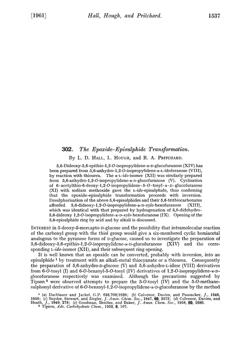 302. The epoxide–episulphide transformation
