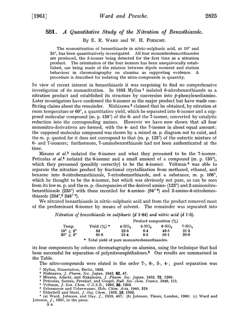 551. A quantitative study of the nitration of benzothiazole