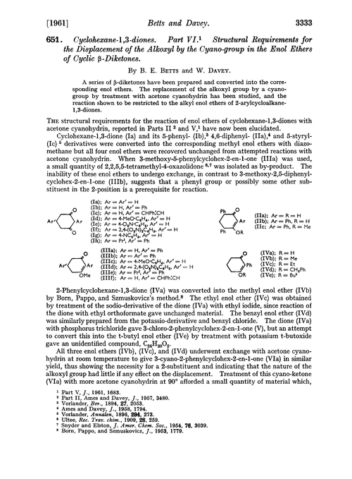 651. Cyclohexane-1,3-diones. Part VI. Structural requirements for the displacement of the alkoxyl by the cyano-group in the enol ethers of cyclic β-diketones