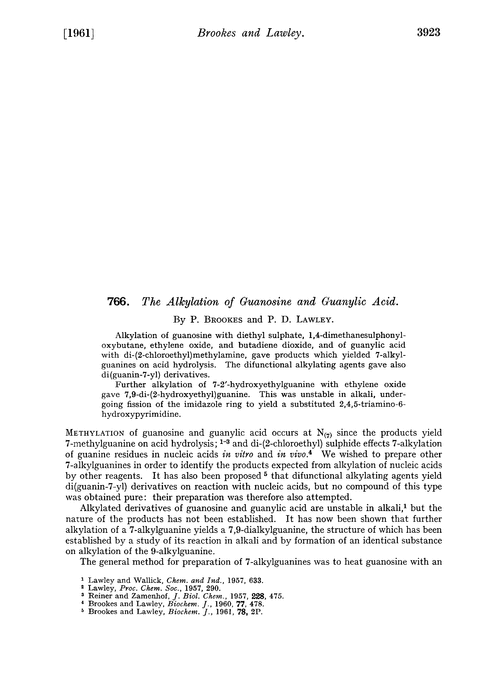 766. The alkylation of guanosine and guanylic acid