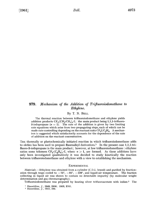 979. Mechanism of the addition of trifluoroiodomethane to ethylene