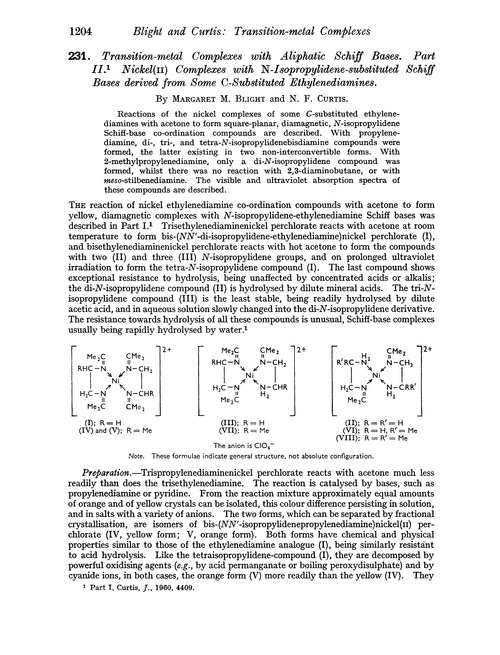 231. Transition-metal complexes with aliphatic Schiff bases. Part II. Nickel(II) complexes with N-isopropylidene-substituted Schiff bases derived from some C-substituted ethylenediamines