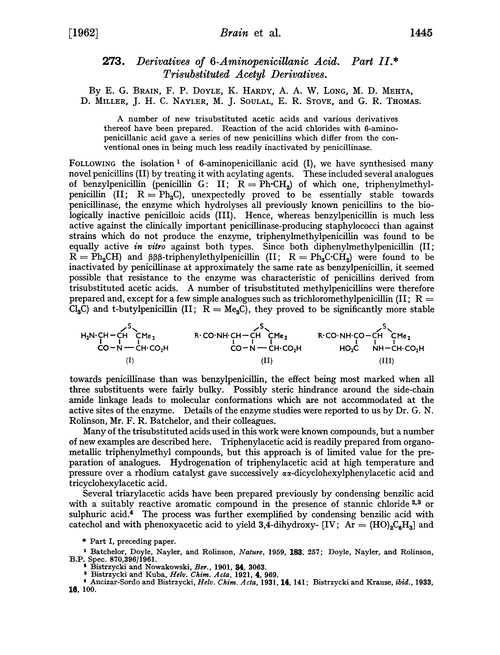 273. Derivatives of 6-aminopenicillanic acid. Part II. Trisubstituted acetyl derivatives