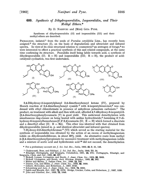 600. Synthesis of dihydropsoralidin, isopsoralidin, and their methyl ethers