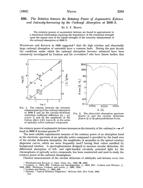 650. The relation between the rotatory power of asymmetric ketones and intensity-borrowing by the carbonyl absorption at 3000 Å