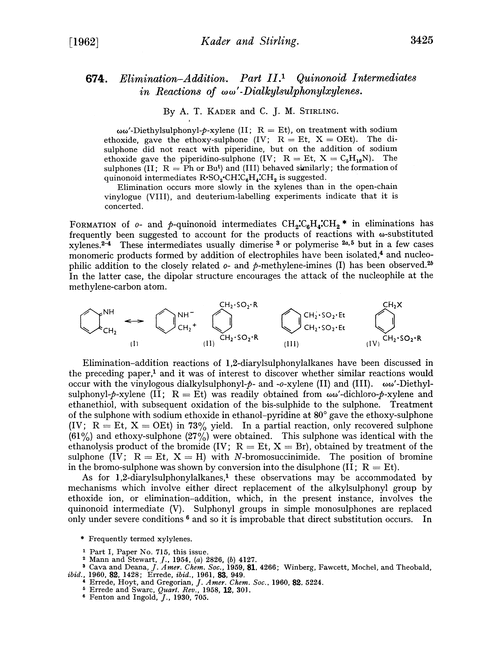 674. Elimination–addition. Part II. Quinonoid intermediates in reactions of ωω′-dialkylsulphonylxylenes