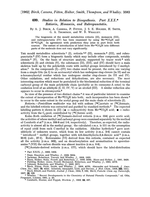 699. Studies in relation to biosynthesis. Part XXX. Rotiorin, monascin, and rubropunctatin