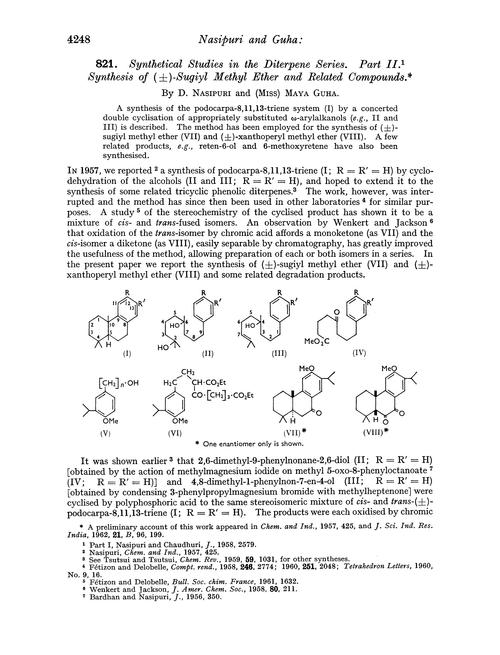821. Synthetical studies in the diterpene series. Part II. Synthesis of (±)-sugiyl methyl ether and related compounds