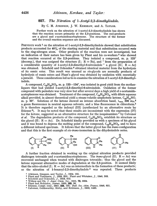857. The nitration of 1-acetyl-2,3-dimethylindole