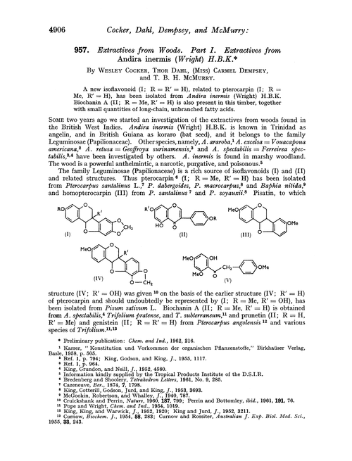 957. Extractives from woods. Part I. Extractives from Andira inermis(Wright) H.B.K