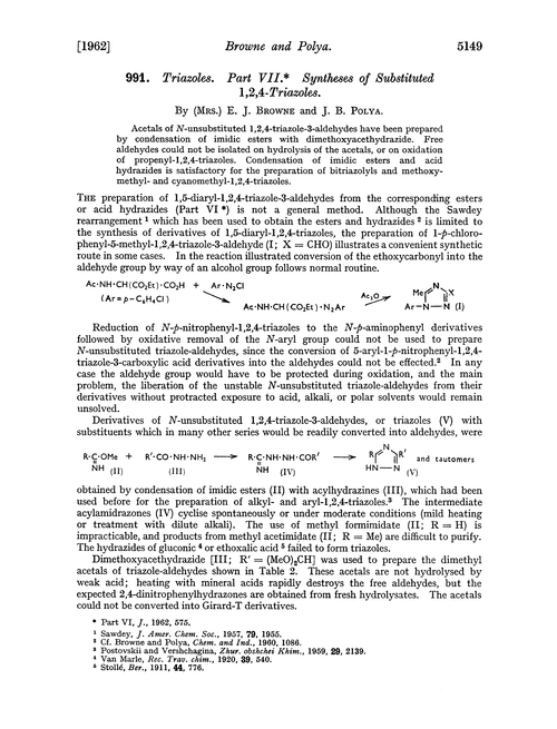 991. Triazoles. Part VII. Syntheses of substituted 1,2,4-triazoles