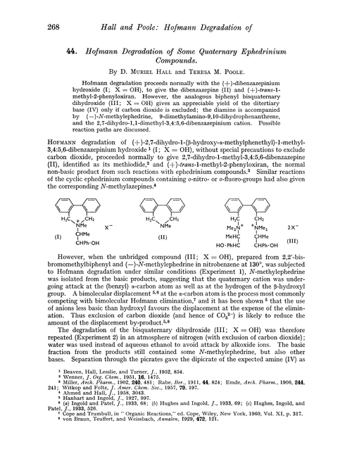 44. Hofmann degradation of some quaternary ephedrinium compounds