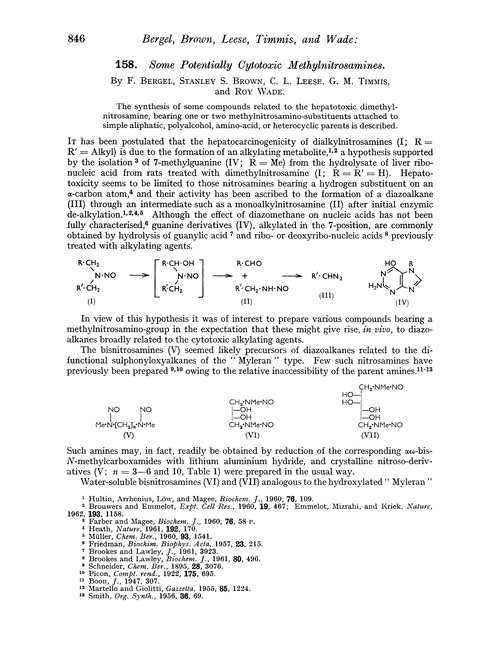 158. Some potentially cytotoxic methylnitrosamines