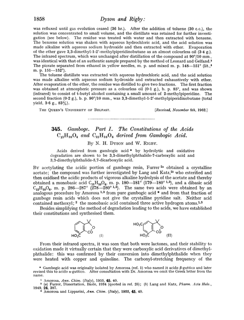 345. Gamboge. Part I. The constitutions of the acids C11H10O4 and C12H10O6 derived from gambogic acid