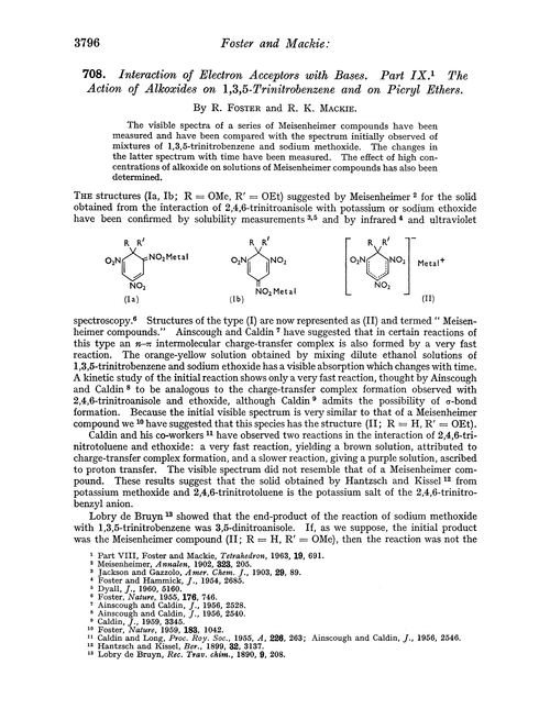 708. Interaction of electron acceptors with bases. Part IX. The action of alkoxides on 1,3,5-trinitrobenzene and on picryl ethers