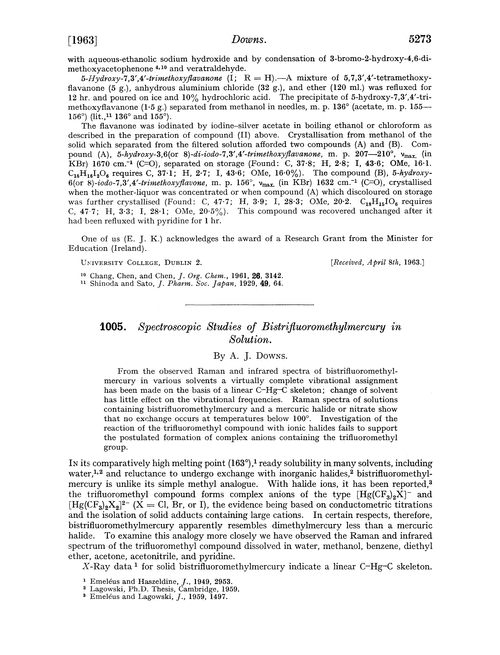 1005. Spectroscopic studies of bistrifluoromethylmercury in solution