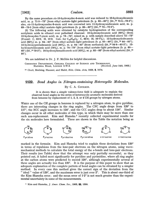 1122. Bond angles in nitrogen-containing heterocyclic molecules