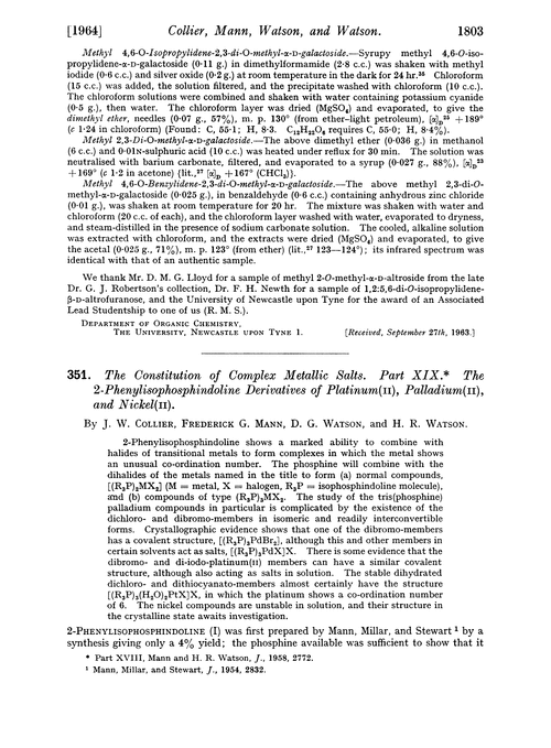 351. The constitution of complex metallic salts. Part XIX. The 2-phenylisophosphindoline derivatives of platinum (II), palladium (II), and nickel(II)