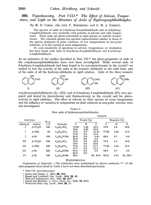 390. Topochemistry. Part VIII. The effect of solvent, temperature, and light on the structure of anils of hydroxynaphthaldehydes