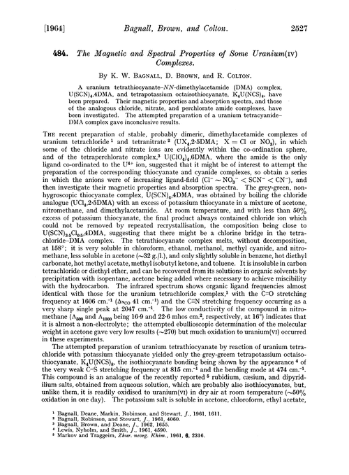484. The magnetic and spectral properties of some uranium(IV) complexes